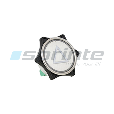 Bouton MD7 inox led bleue 2 contacts «Flèche montée»