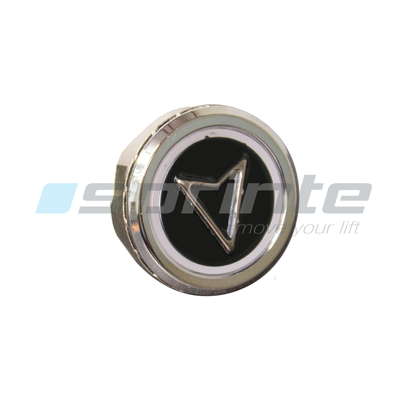 Bouton MD8 noir led bleue 2 contacts «Flèche descente»