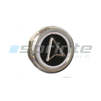 Bouton MD8 noir led bleue 2 contacts «Flèche montée»