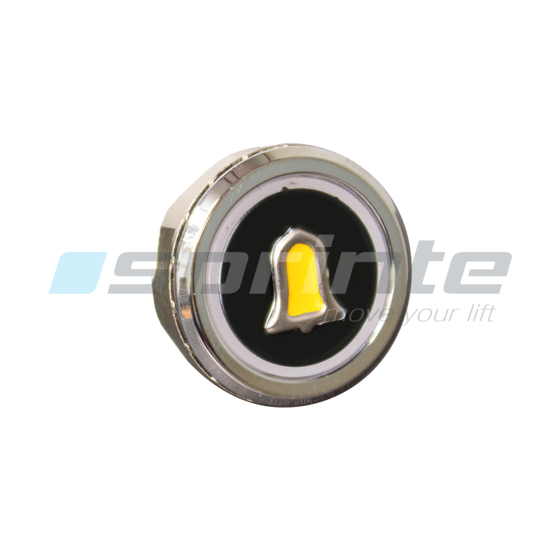 Bouton MD8 noir led jaune 2 contacts «alarme»