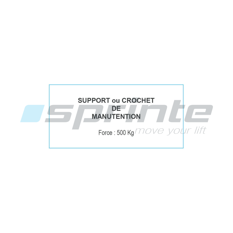 Warning plate «Hook for manutention 500kg»