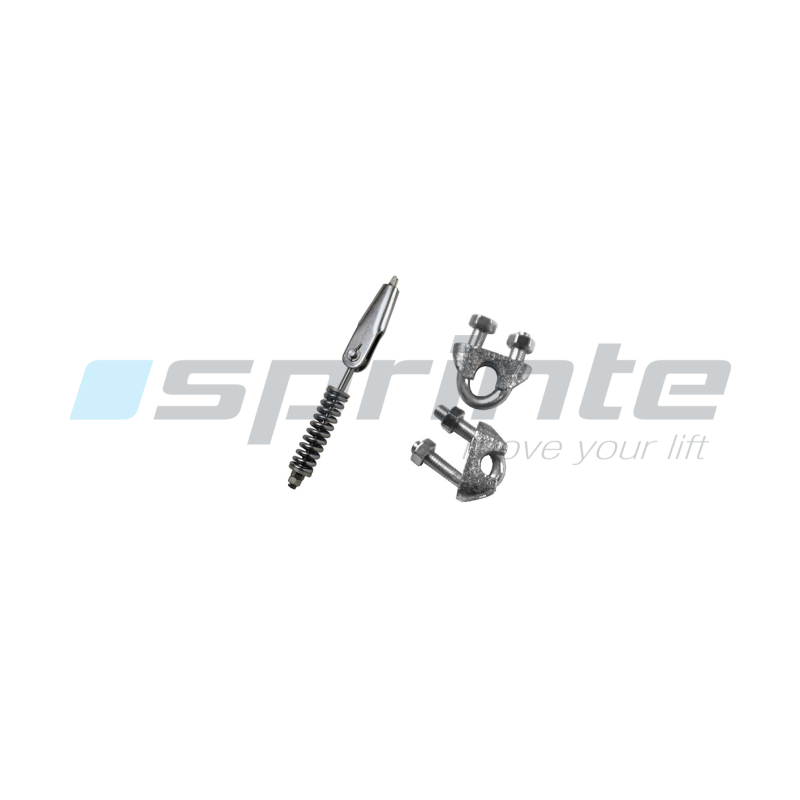 Kit rope fastening D 10mm 200KG (1 rope fastening with spring + 1 rope fastening w/o spring + 4 cable clamp)